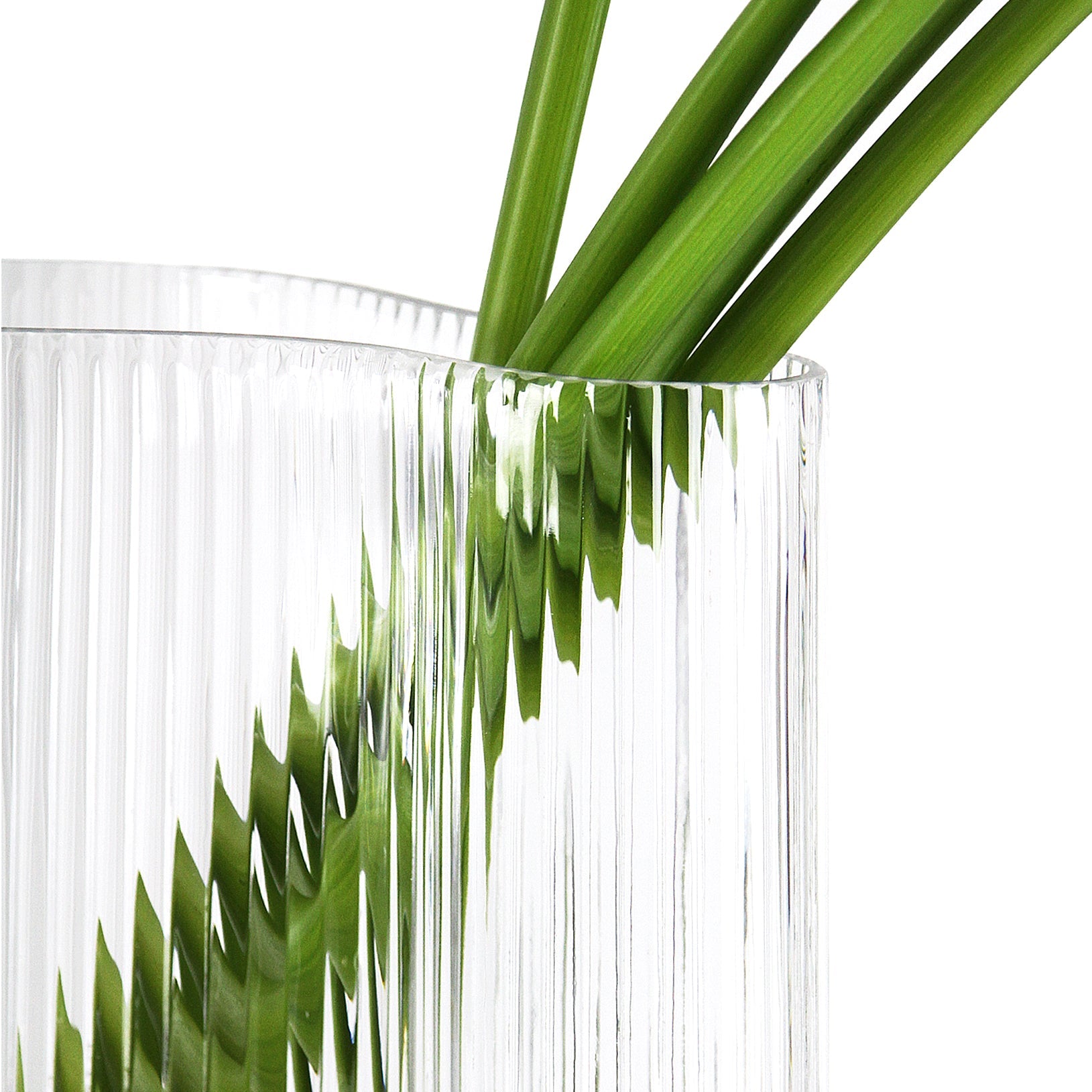 Vase en verre de qualité supérieure à côtes ondulées