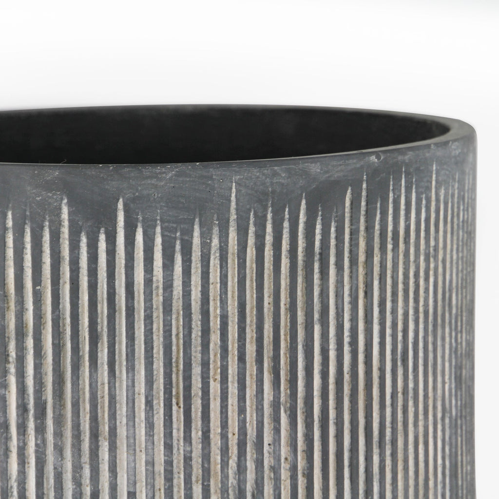 Pot de fleurs en céramique à rainures en bambou