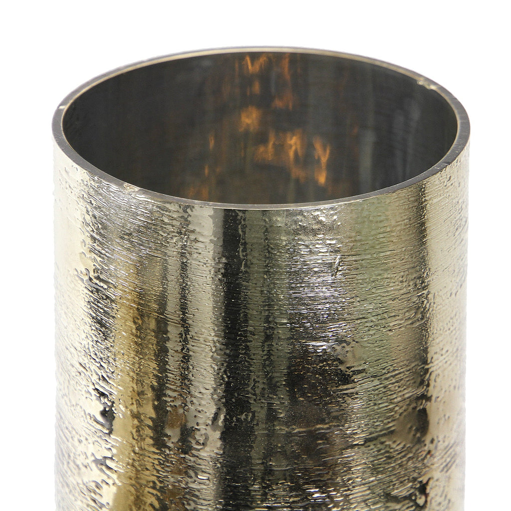 Bougeoir en verre et laiton vieilli sépia