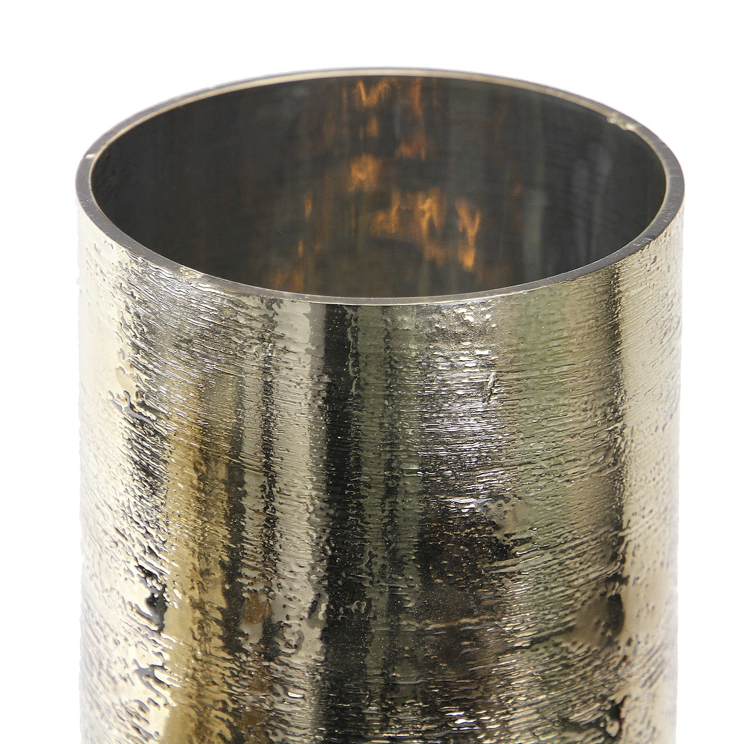 Bougeoir en verre et laiton vieilli sépia