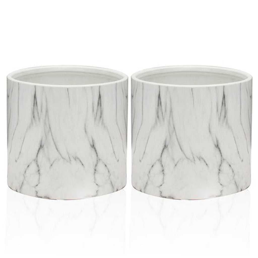 Pot rond d'intérieur en céramique effet marbre