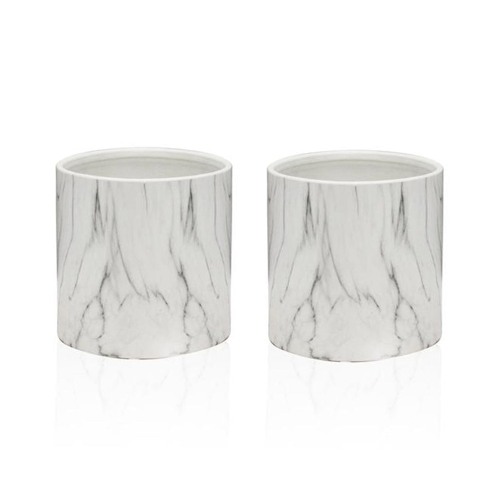 Pot rond d'intérieur en céramique effet marbre