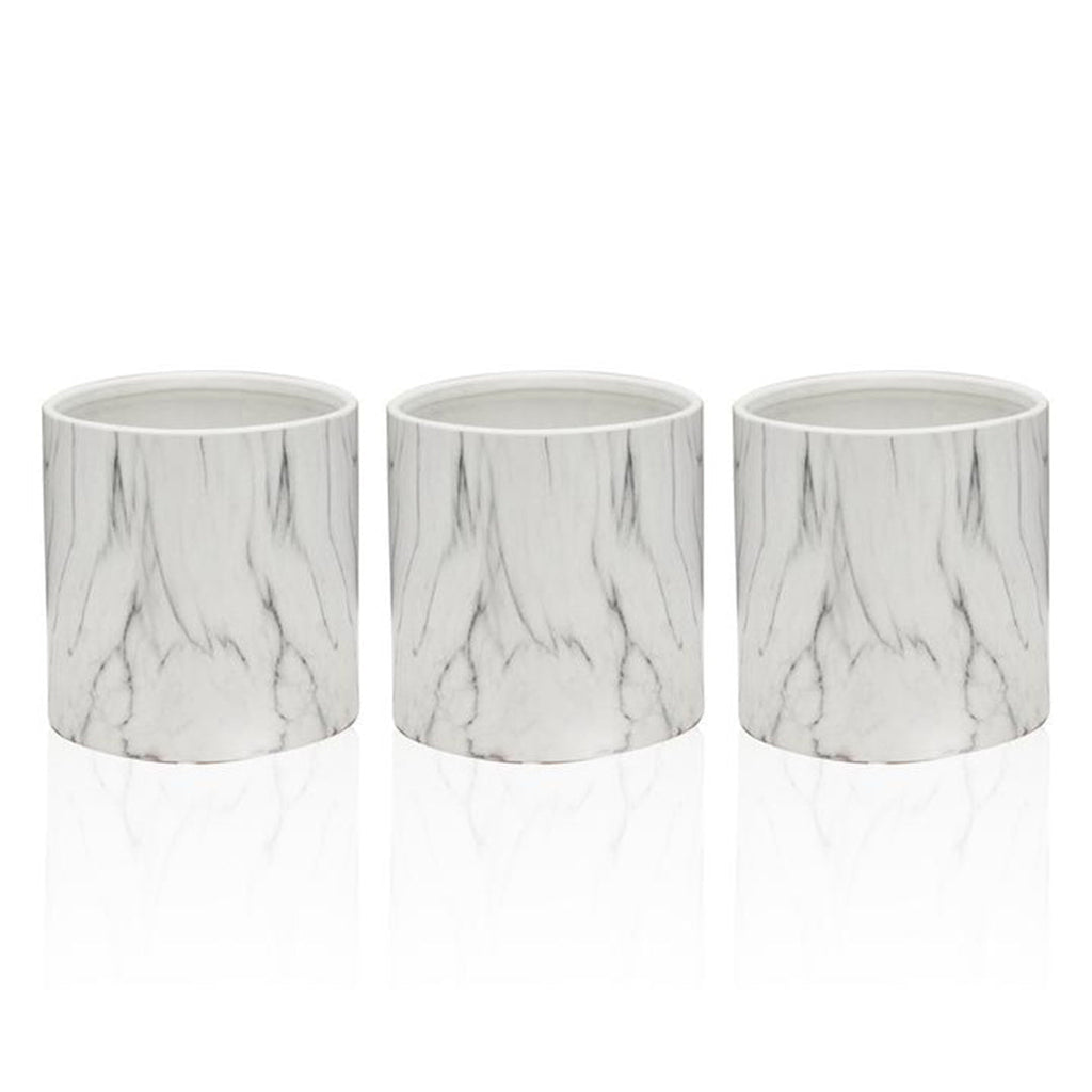 Pot rond d'intérieur en céramique effet marbre