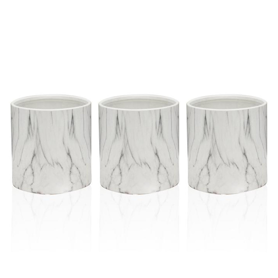 Pot rond d'intérieur en céramique effet marbre