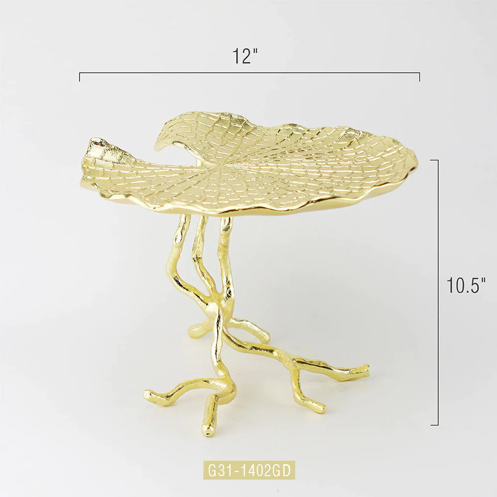 Plateau de service doré pour gâteau