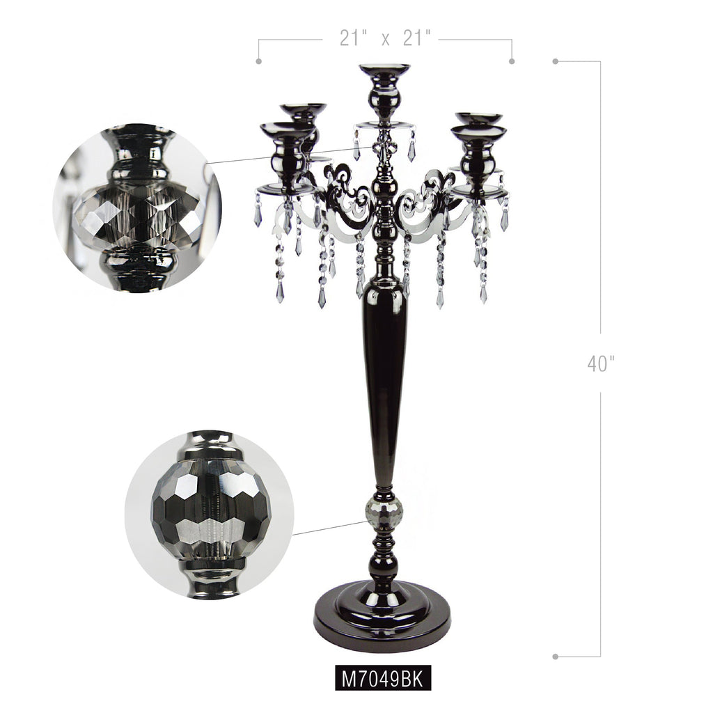 40 Candélabre à 5 bras en cristal noir
