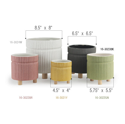 Pot trépied rainuré