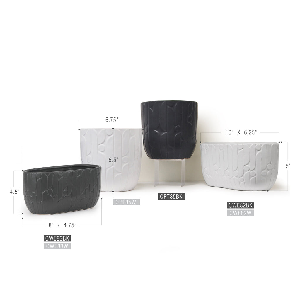 Pot en céramique rainurée