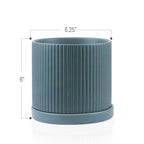 Pot en céramique cannelée avec soucoupe