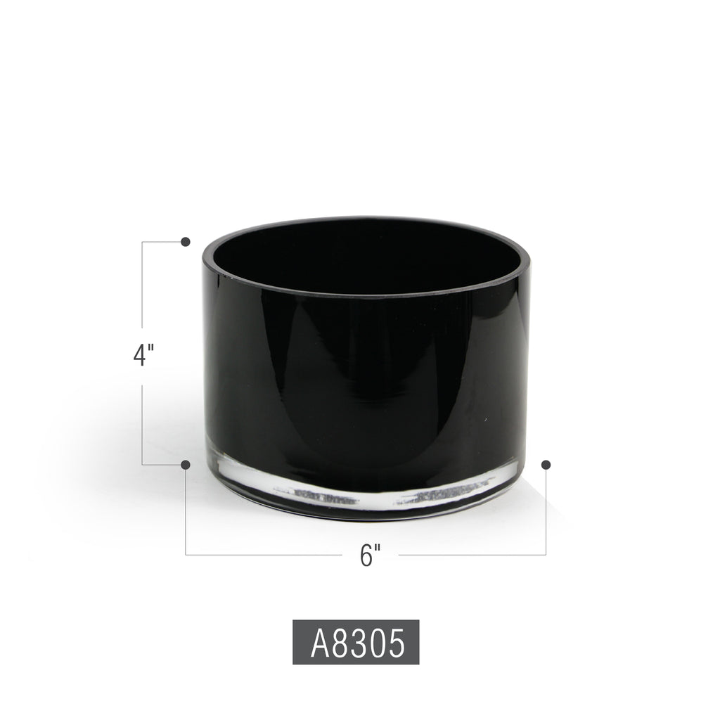 Vase cylindrique en verre noir multicouche