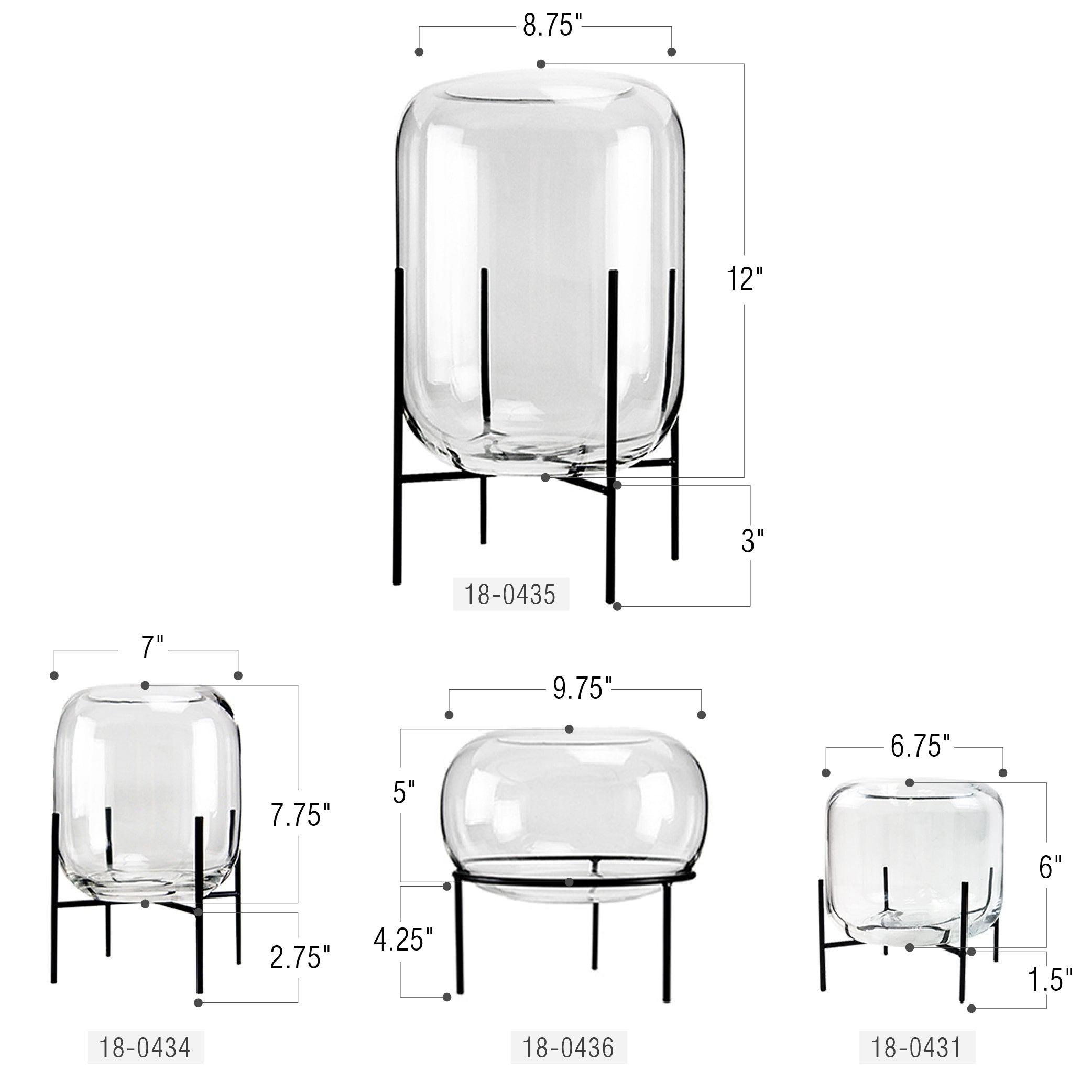 Vase terrarium en verre Mousseaux