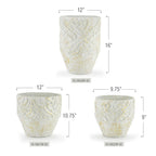 Pot de sol en céramique blanc et or vieilli