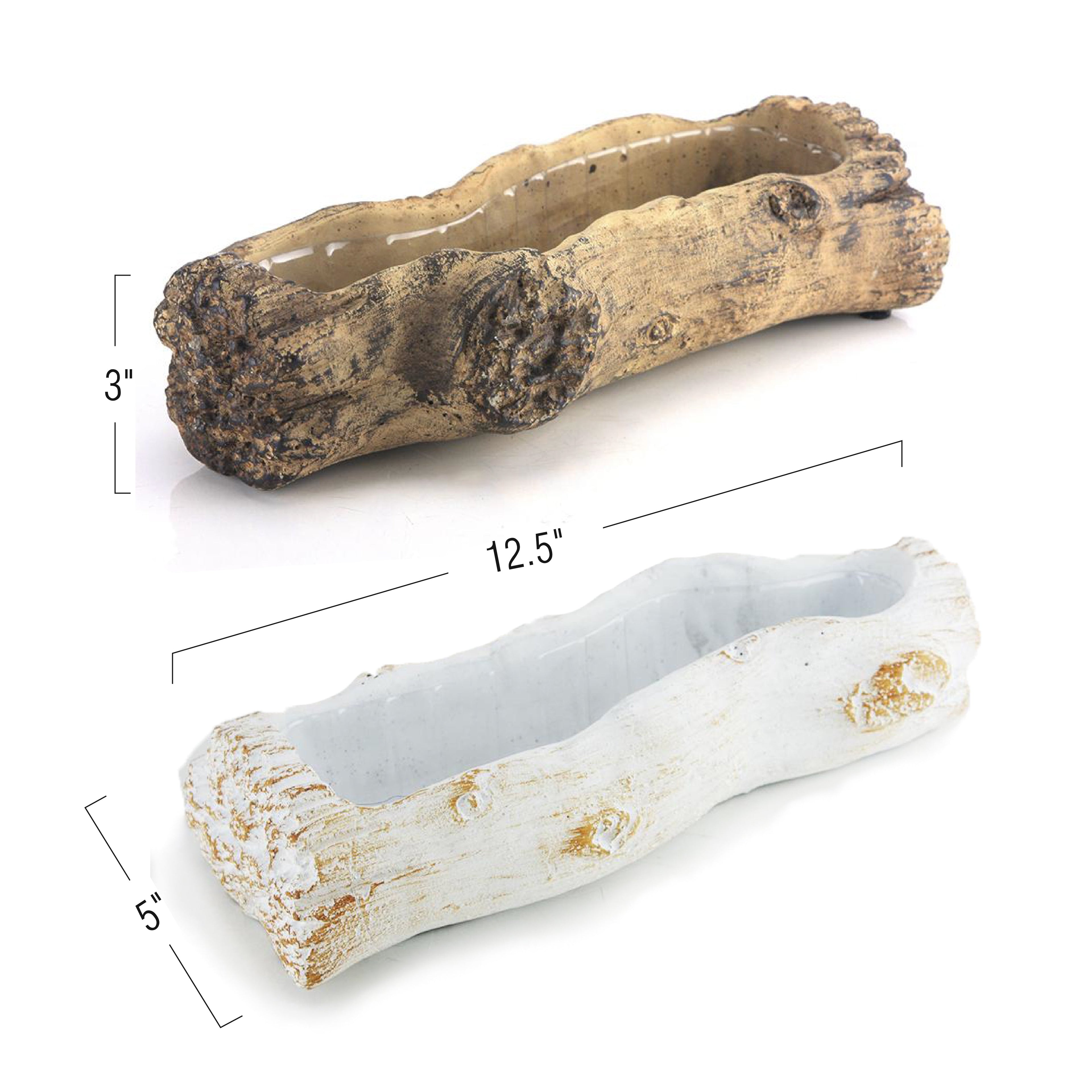 Jardinière en céramique en forme de bûche