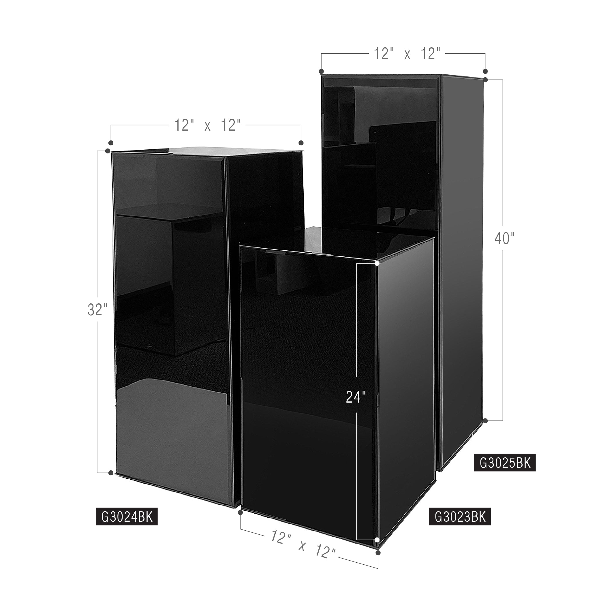 Colonne/Pied d'exposition en verre noir