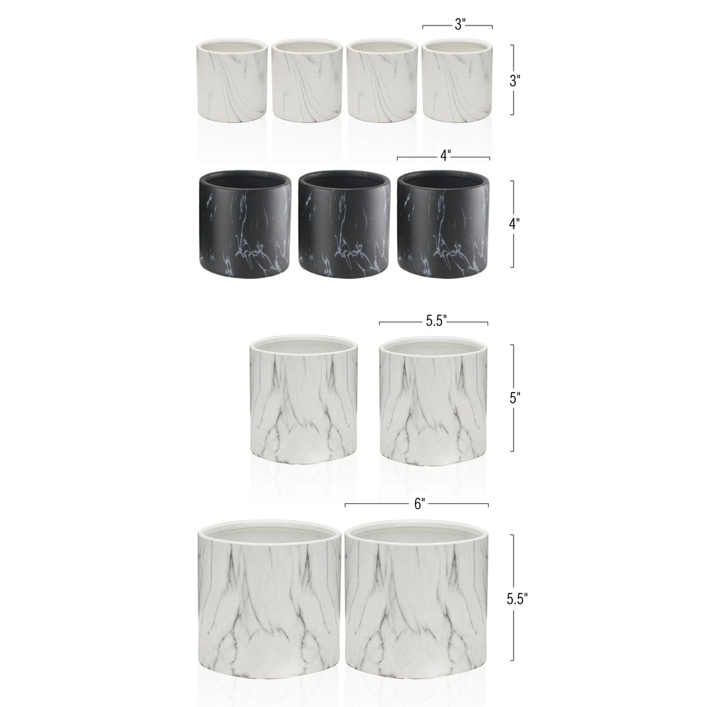 Pot rond d'intérieur en céramique effet marbre