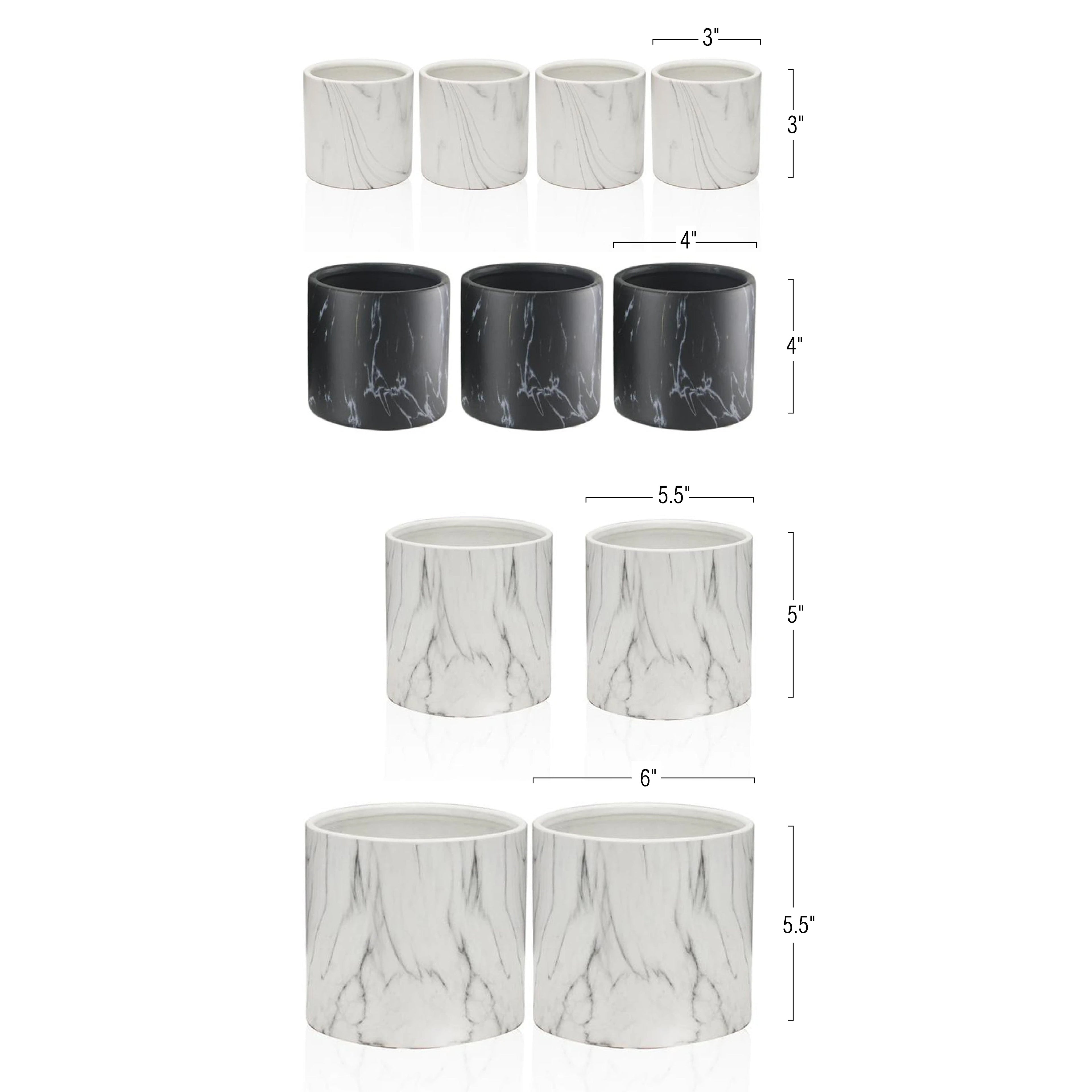 Pot rond d'intérieur en céramique effet marbre