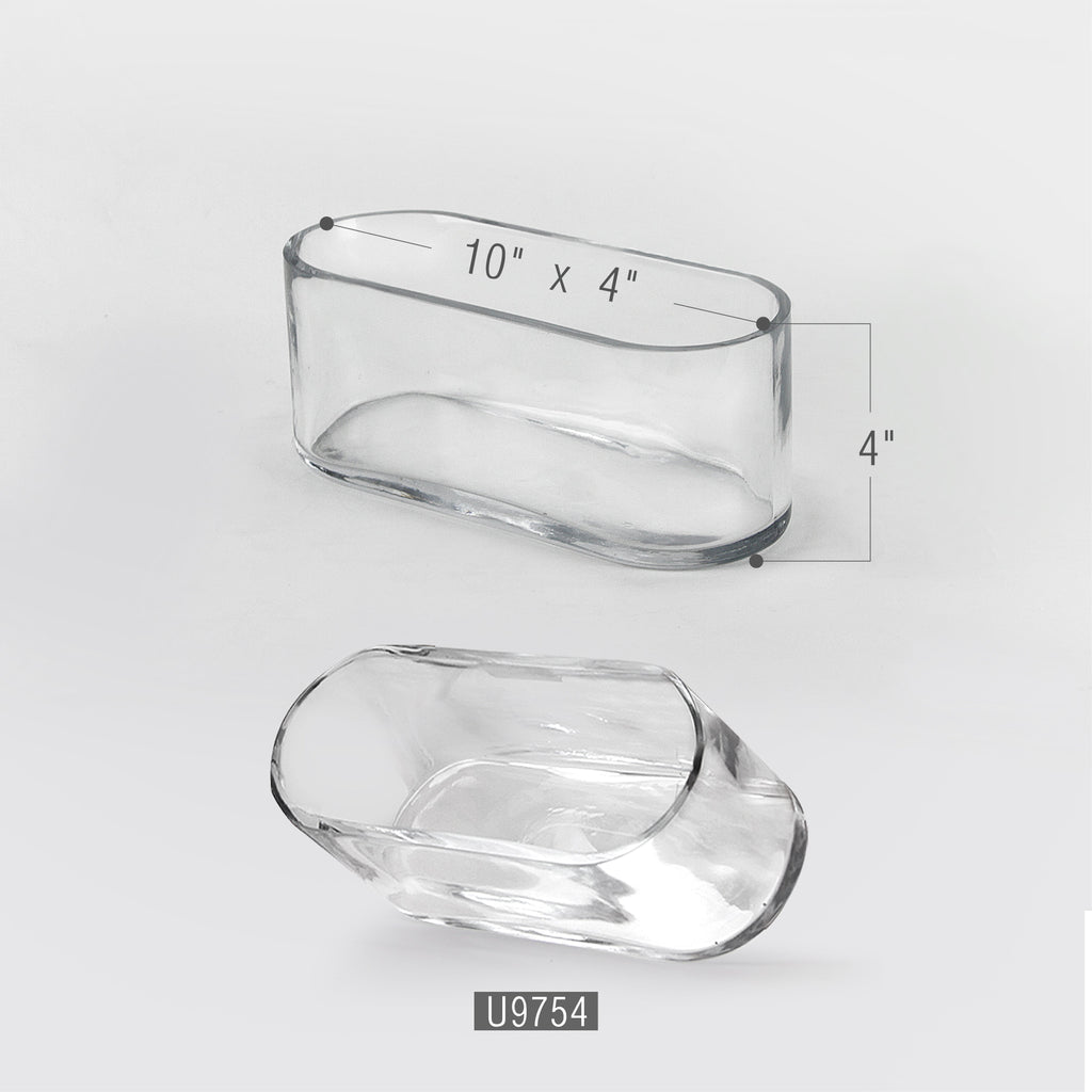 Vase ovale en verre de 16,5 cm de long / Centre de table
