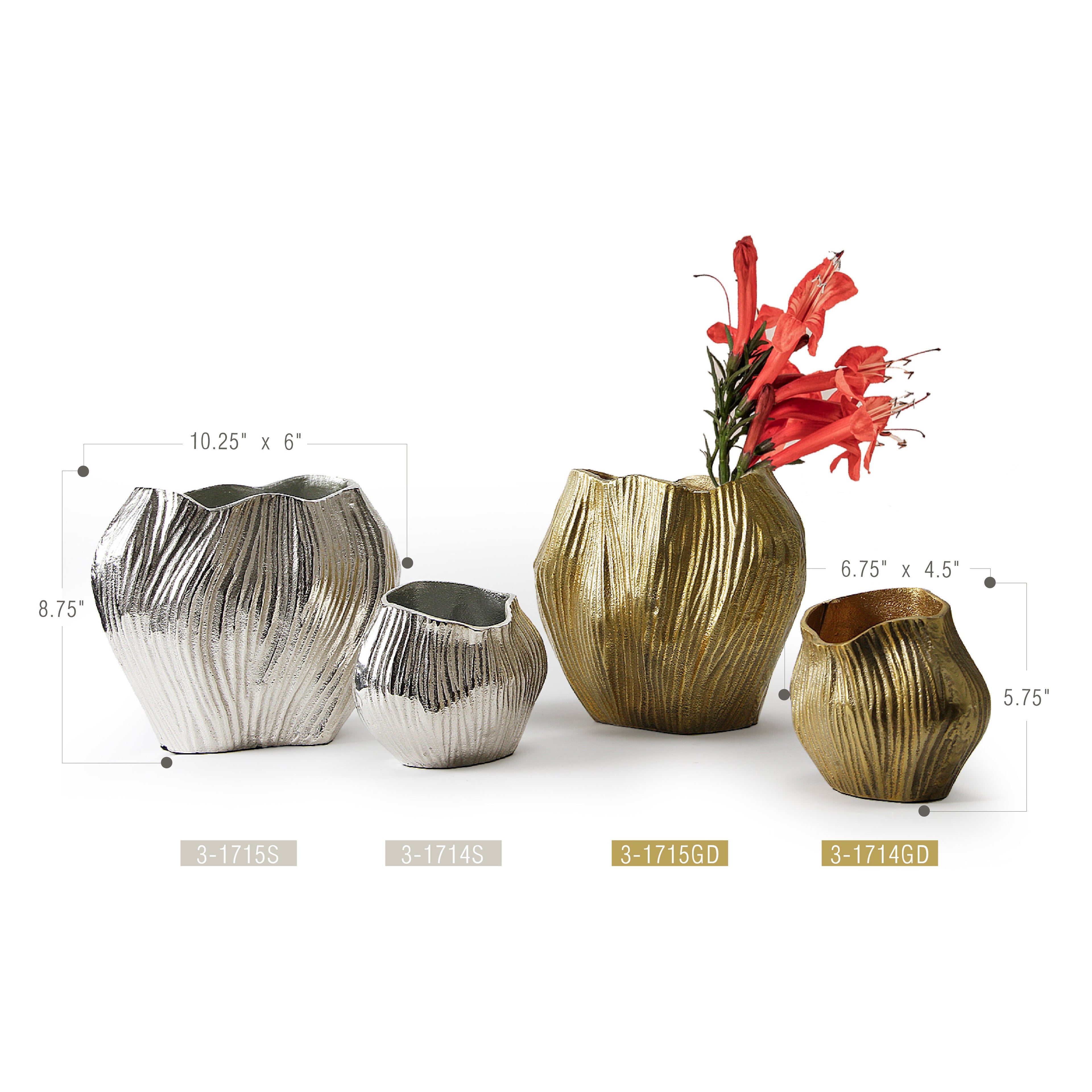 Vase à fleurs à bordure métallique