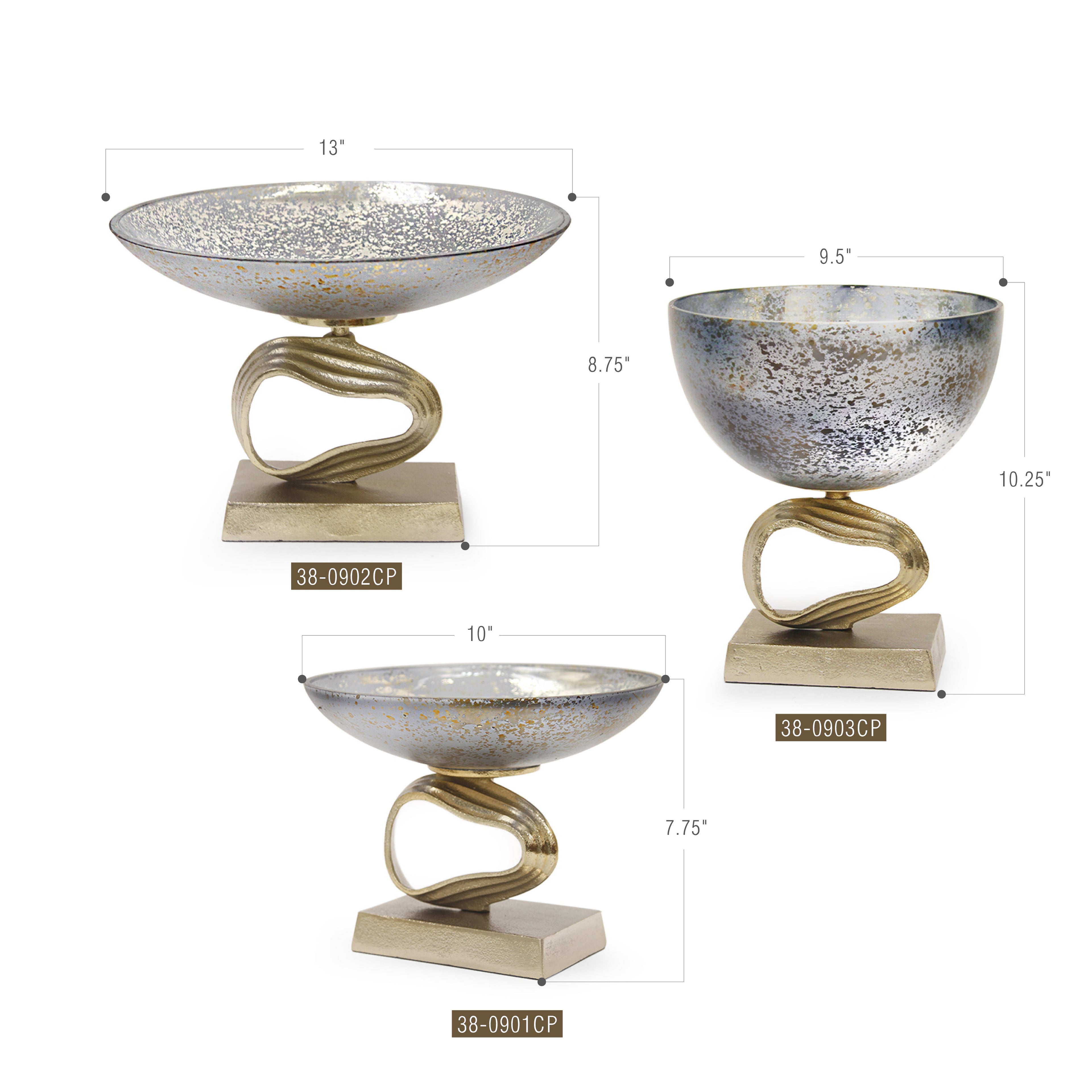 Centre de table Cosmos en verre et aluminium