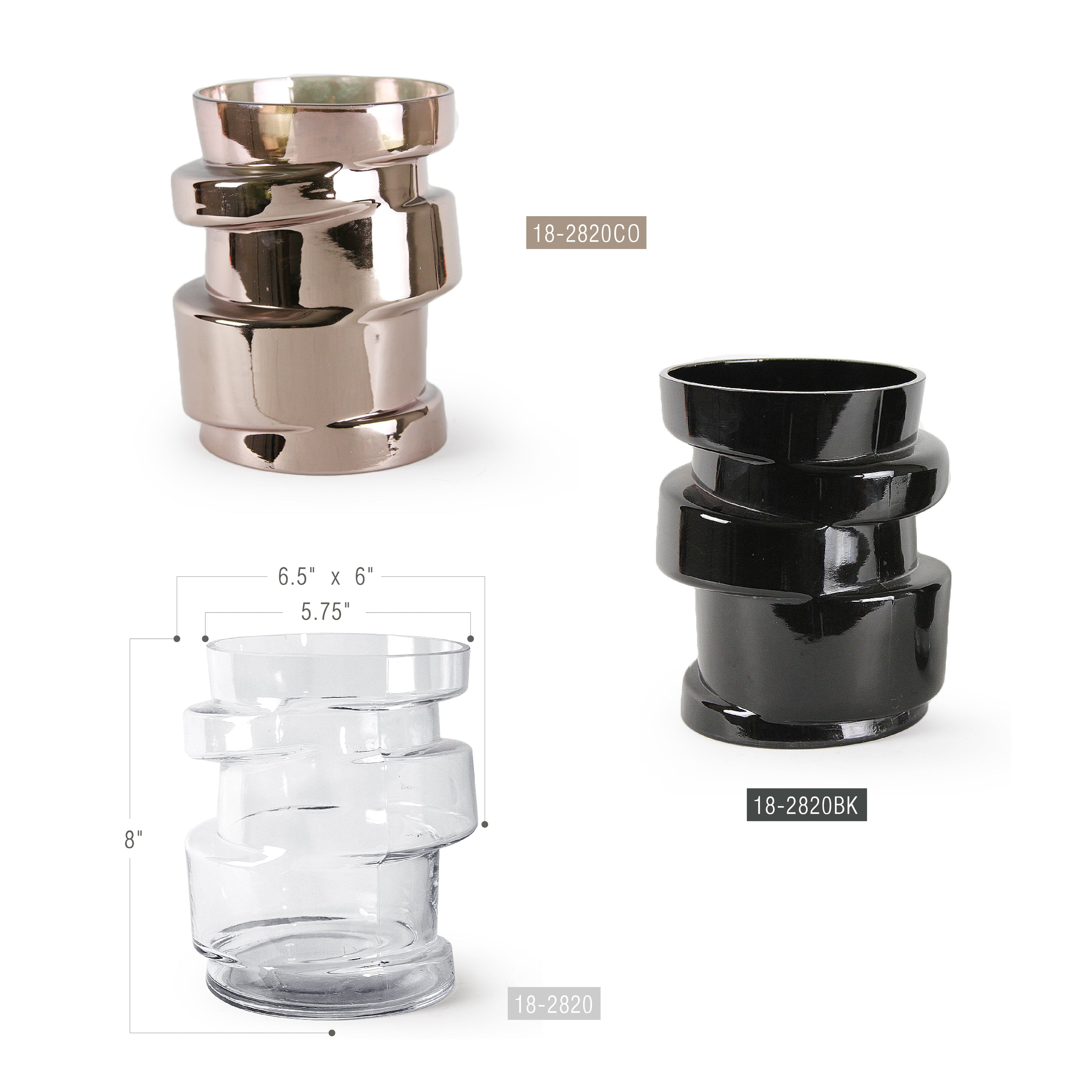 Vase en verre massif de qualité supérieure en spirale