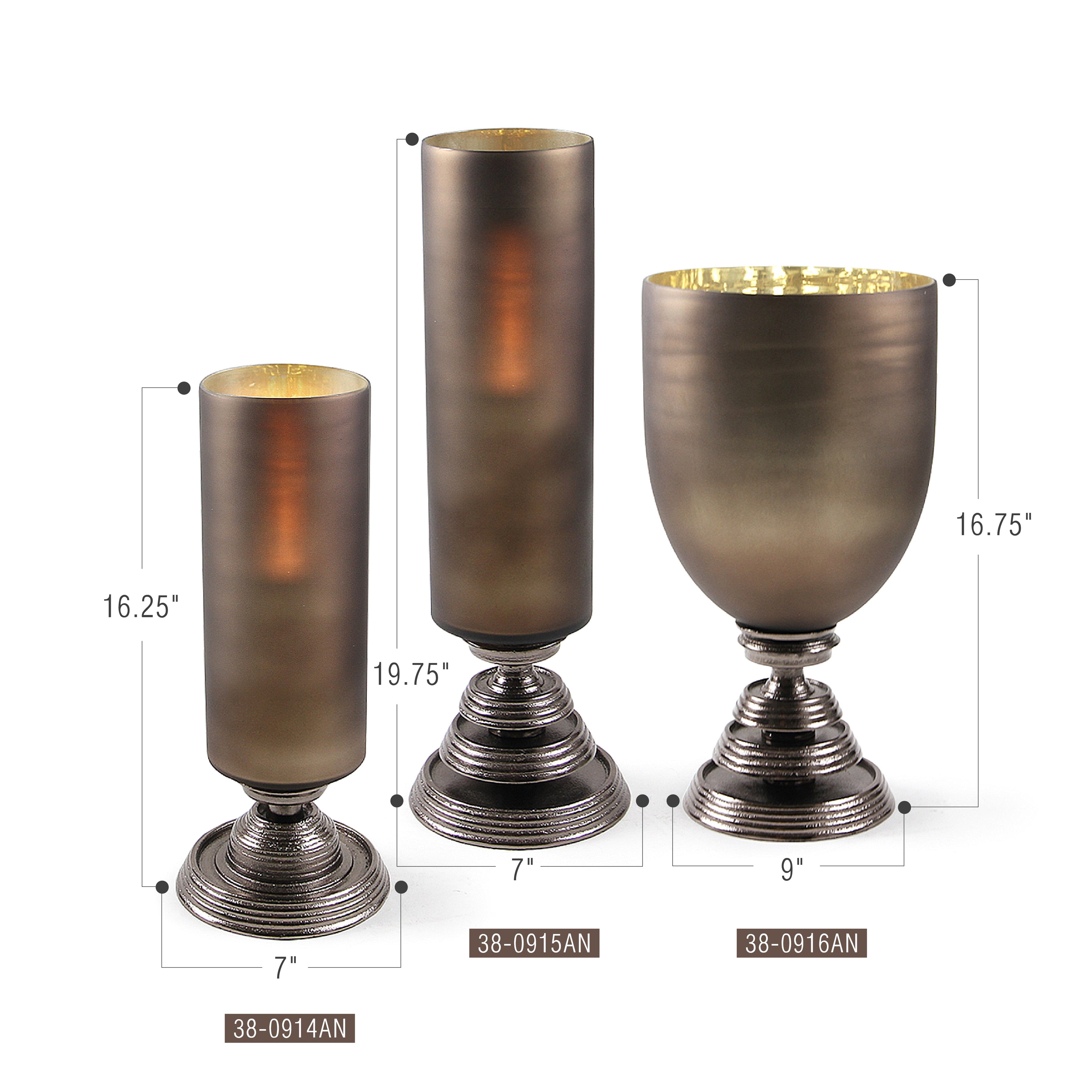 Vase ouragan en verre Borealis avec base en aluminium