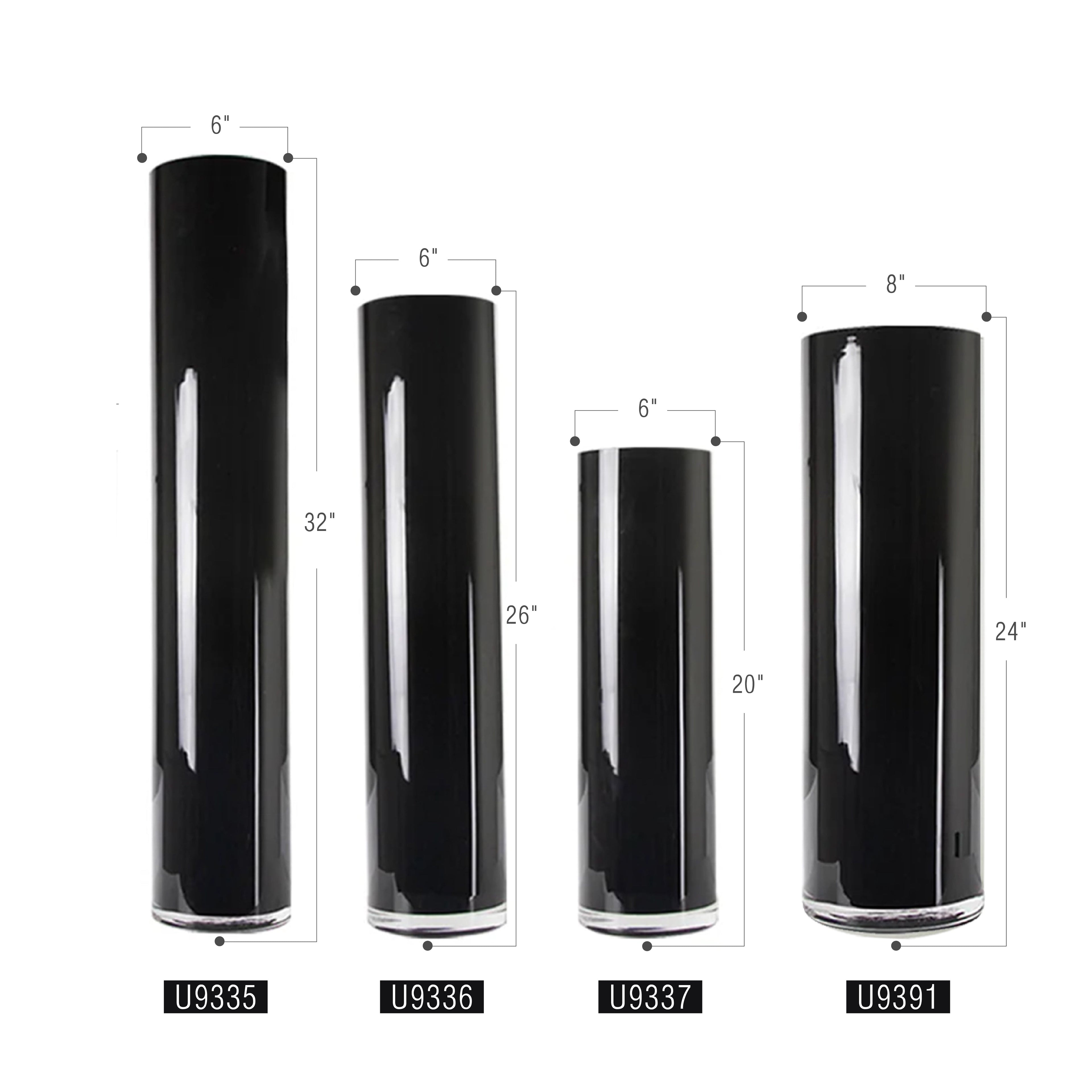 Vase cylindrique en verre noir multicouche