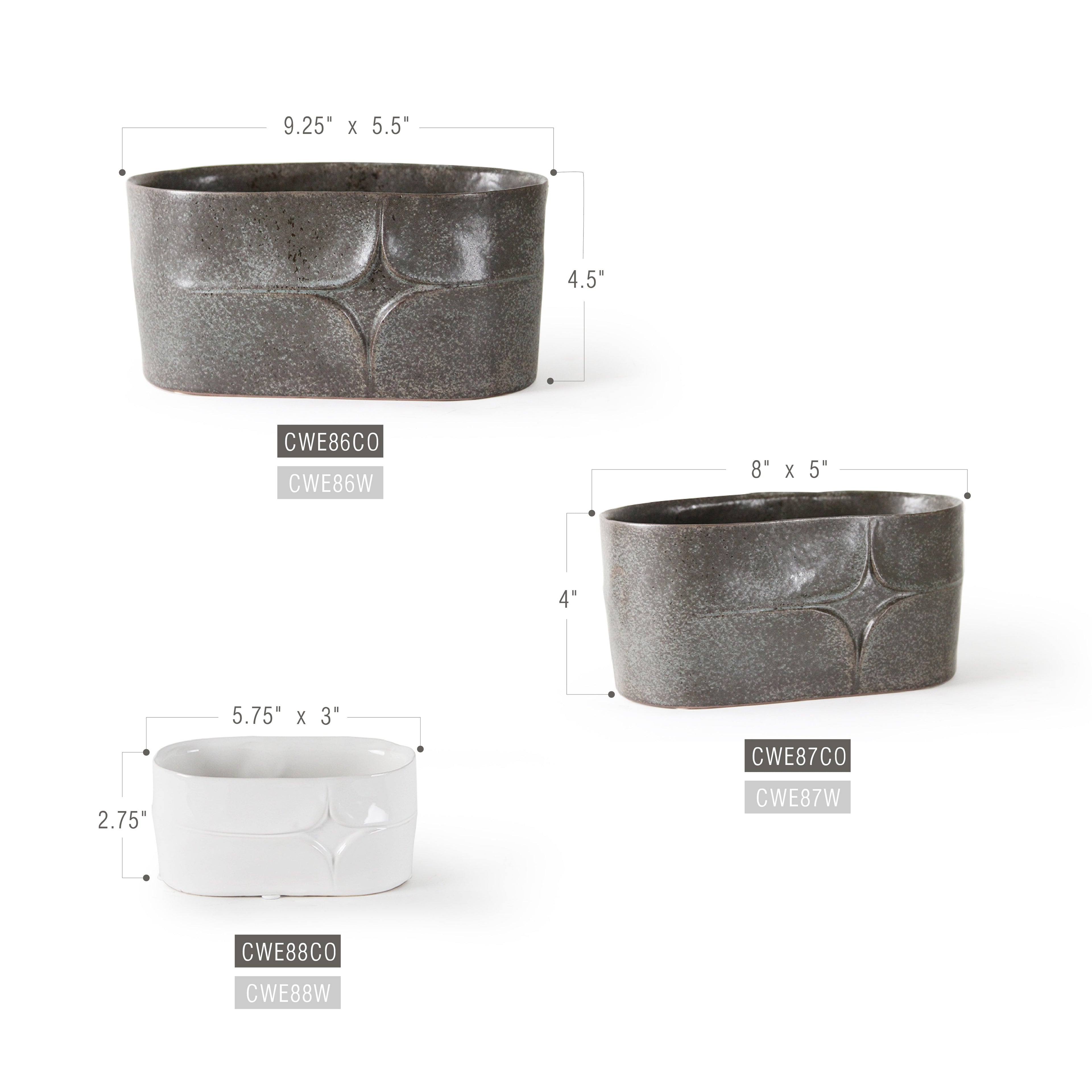 Pot décoratif ovale en céramique