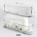 Vase ovale en verre de 16,5 cm de long / Centre de table
