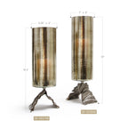 Bougeoir en verre et laiton vieilli sépia