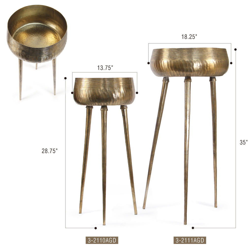 Pot de fleurs trépied haut en métal Aurea