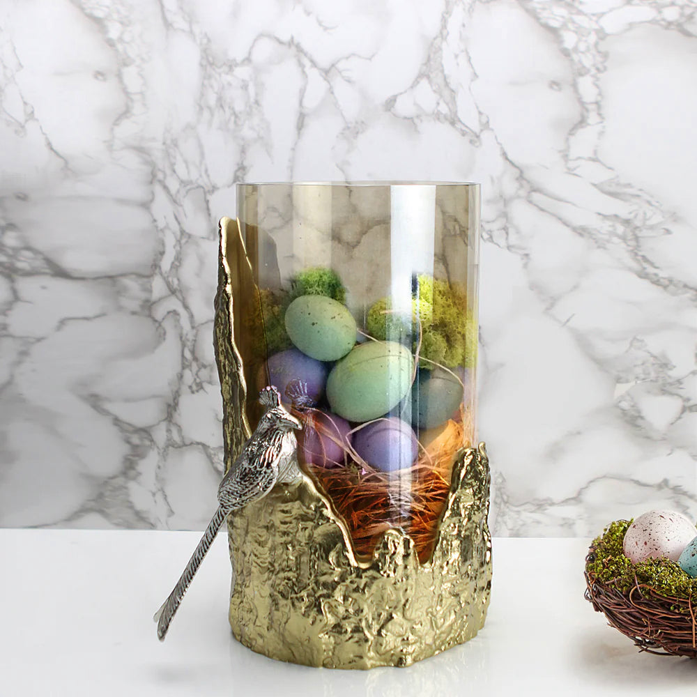 Bougeoir avec vase ouragan en verre