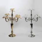 Candélabre à 5 branches en cristal et pétales