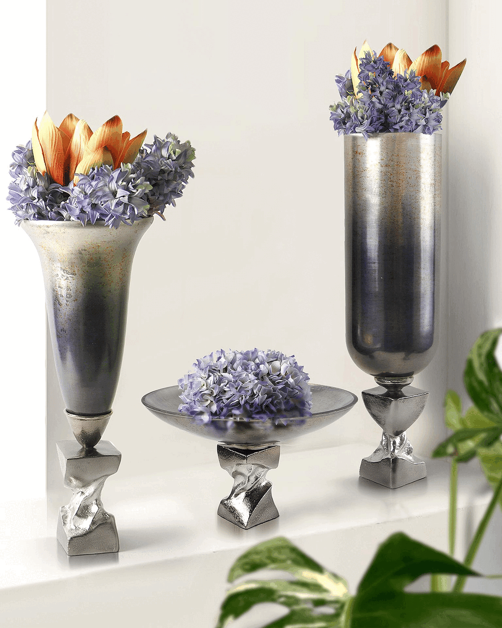 Centre de table décoratif en nickel antique