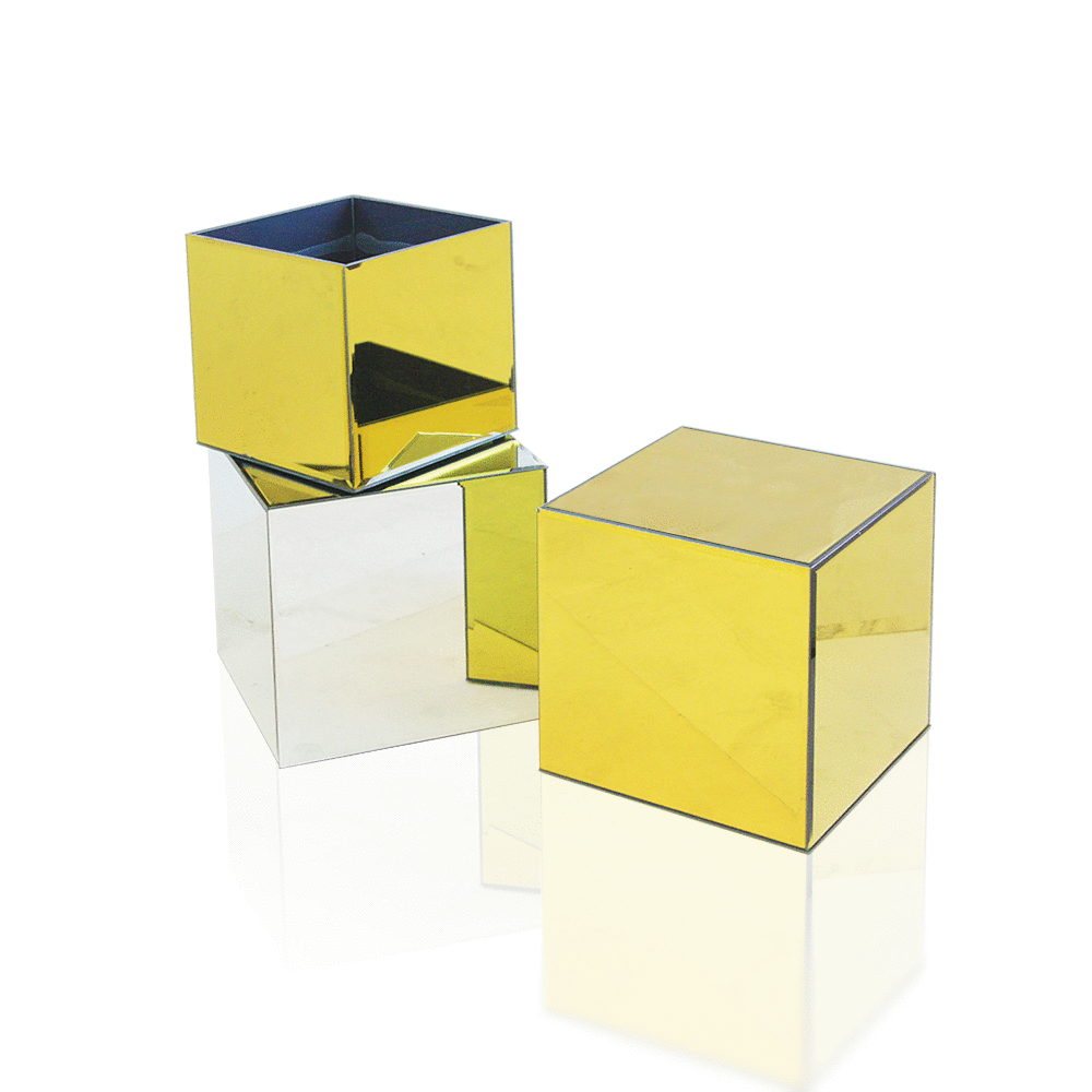 Cube d'aquarium floral à miroir réversible