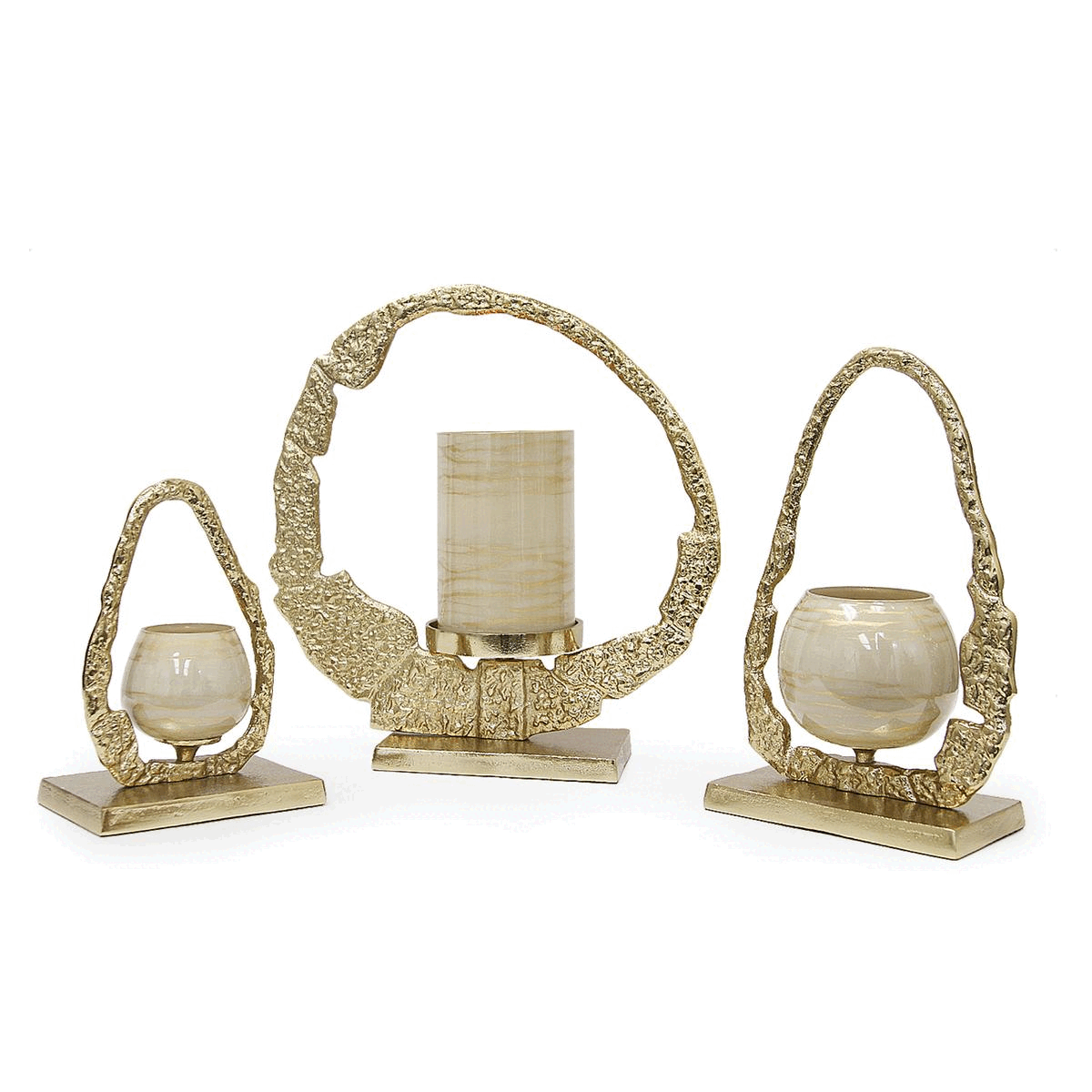 Porte-bougie halo doré