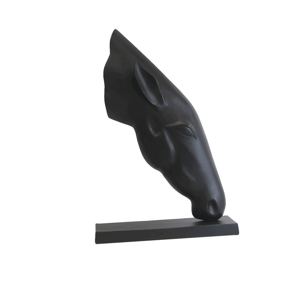 Sculpture de tête de cheval en métal