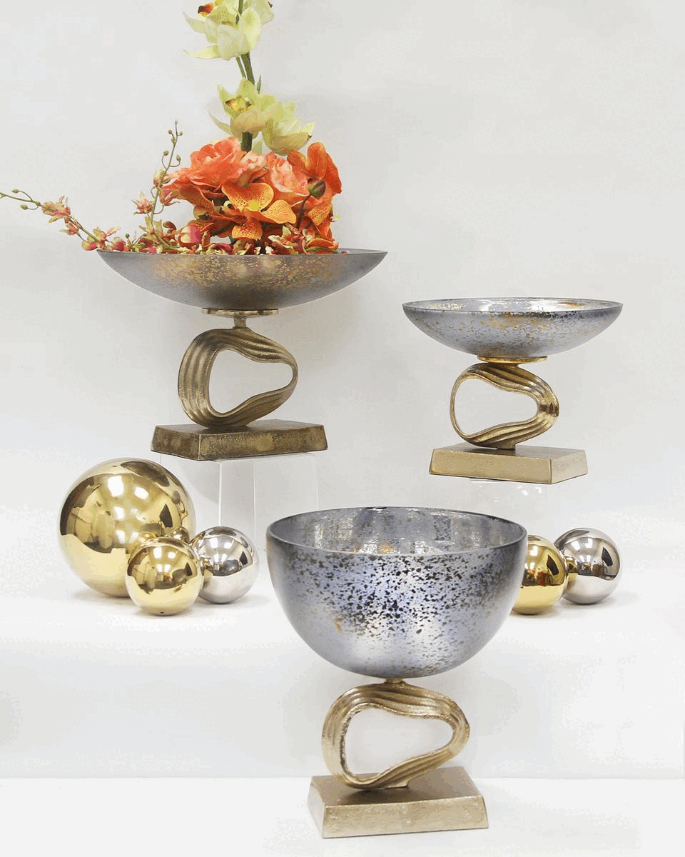 Centre de table Cosmos en verre et aluminium