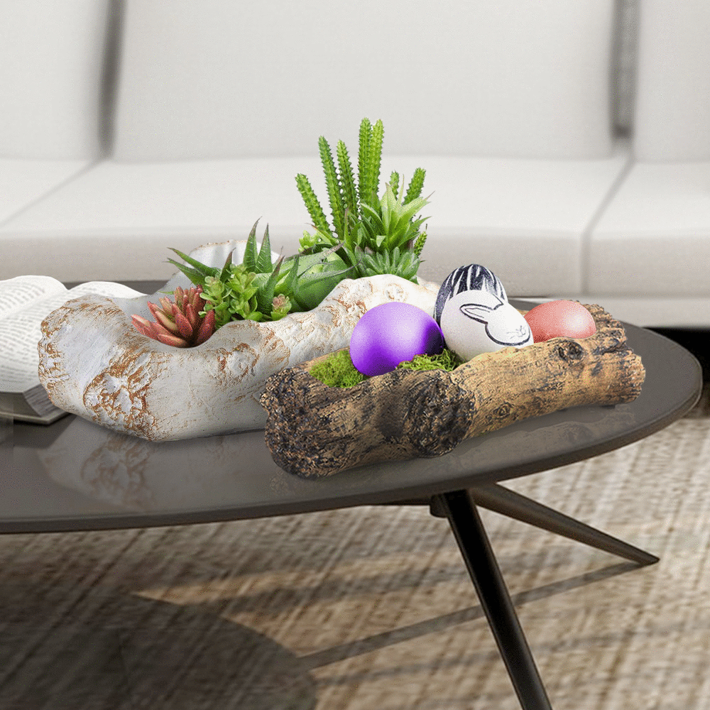 Jardinière en céramique en forme de bûche