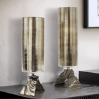 Bougeoir en verre et laiton vieilli sépia