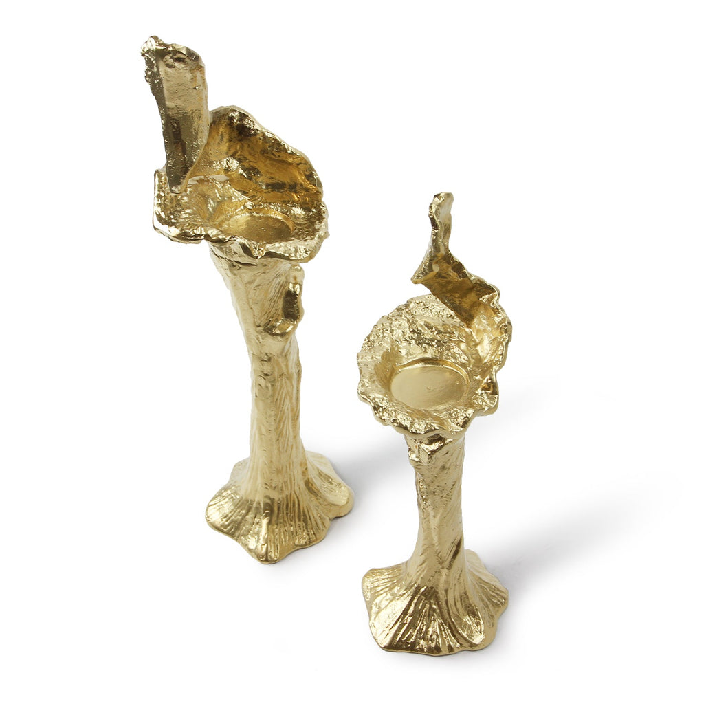 Bougeoir sculptural en métal fondu