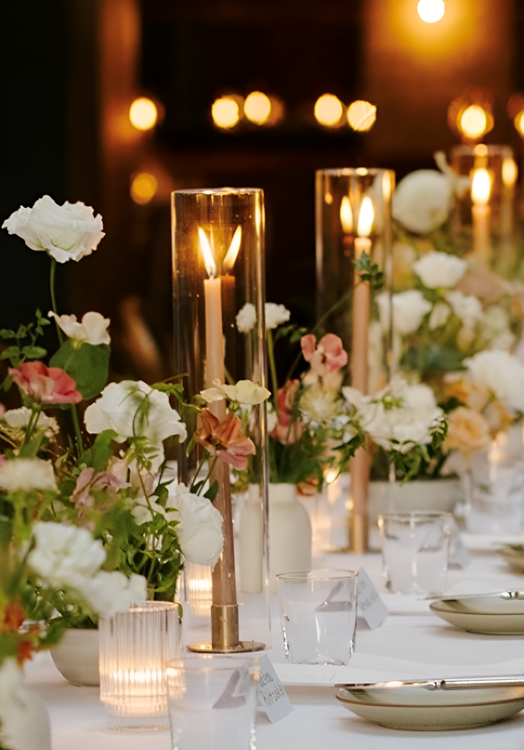 Bougeoirs ouragan en verre en forme de cheminée (lot de 6)