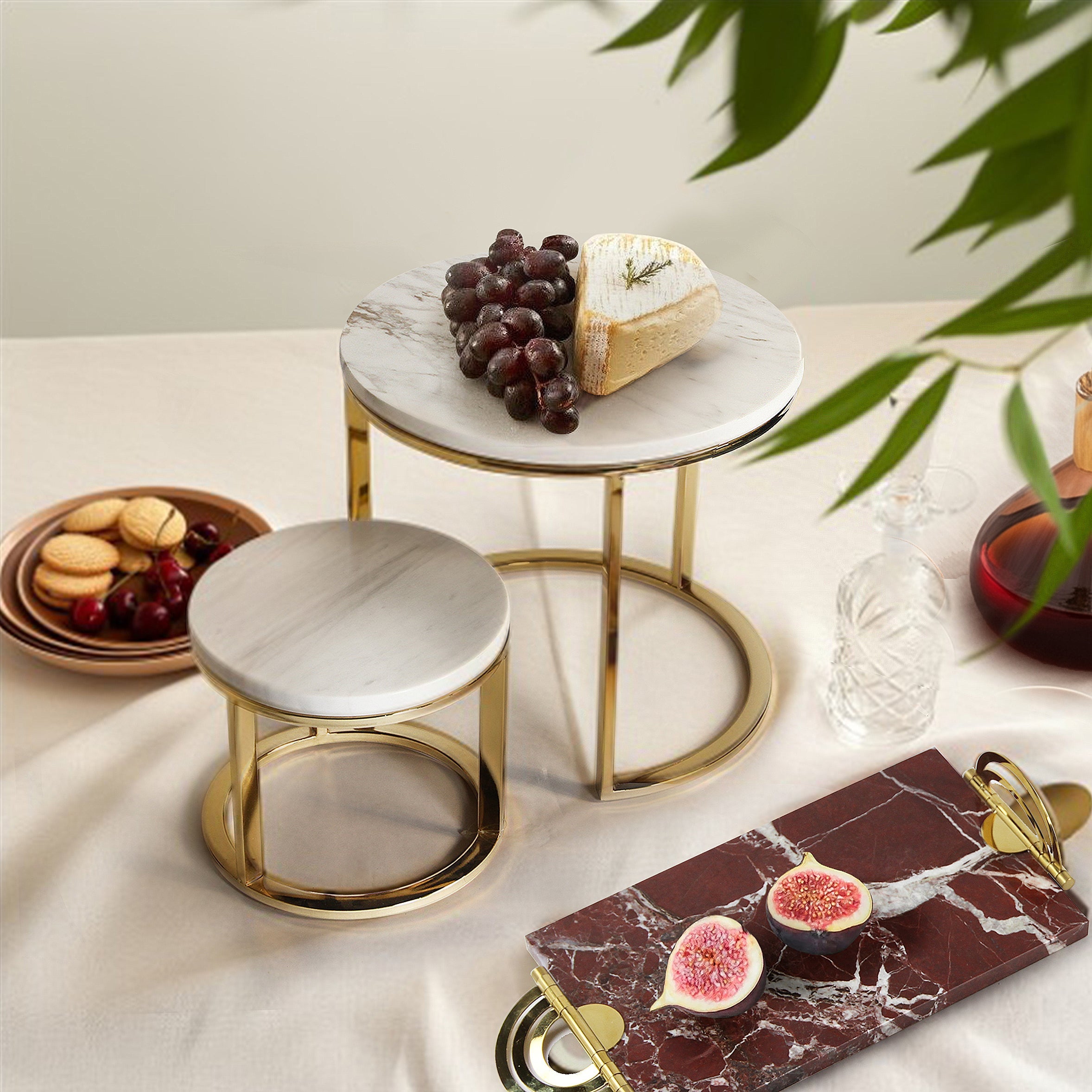 Ensemble de présentoir de table en marbre