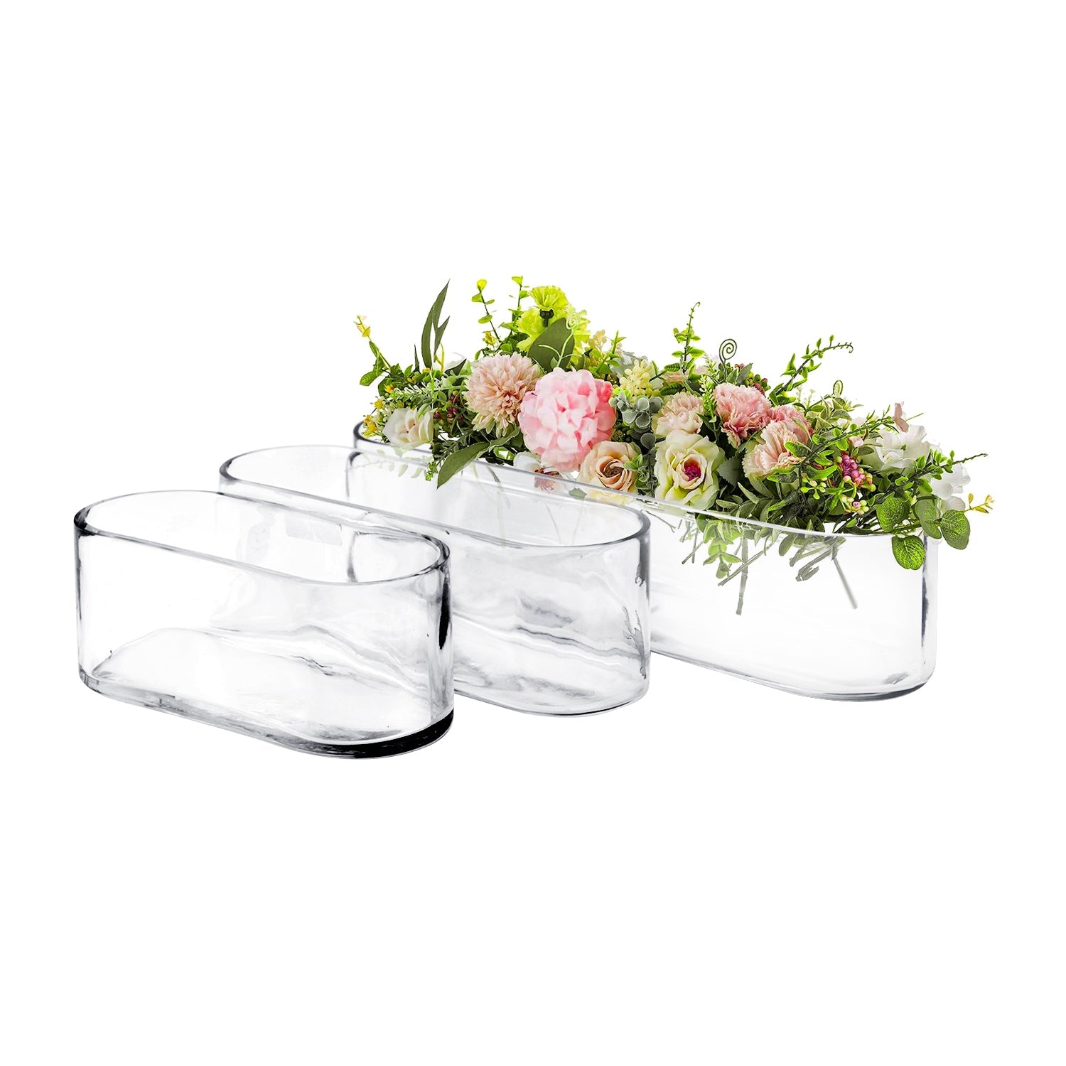 Vase ovale en verre de 16,5 cm de long / Centre de table