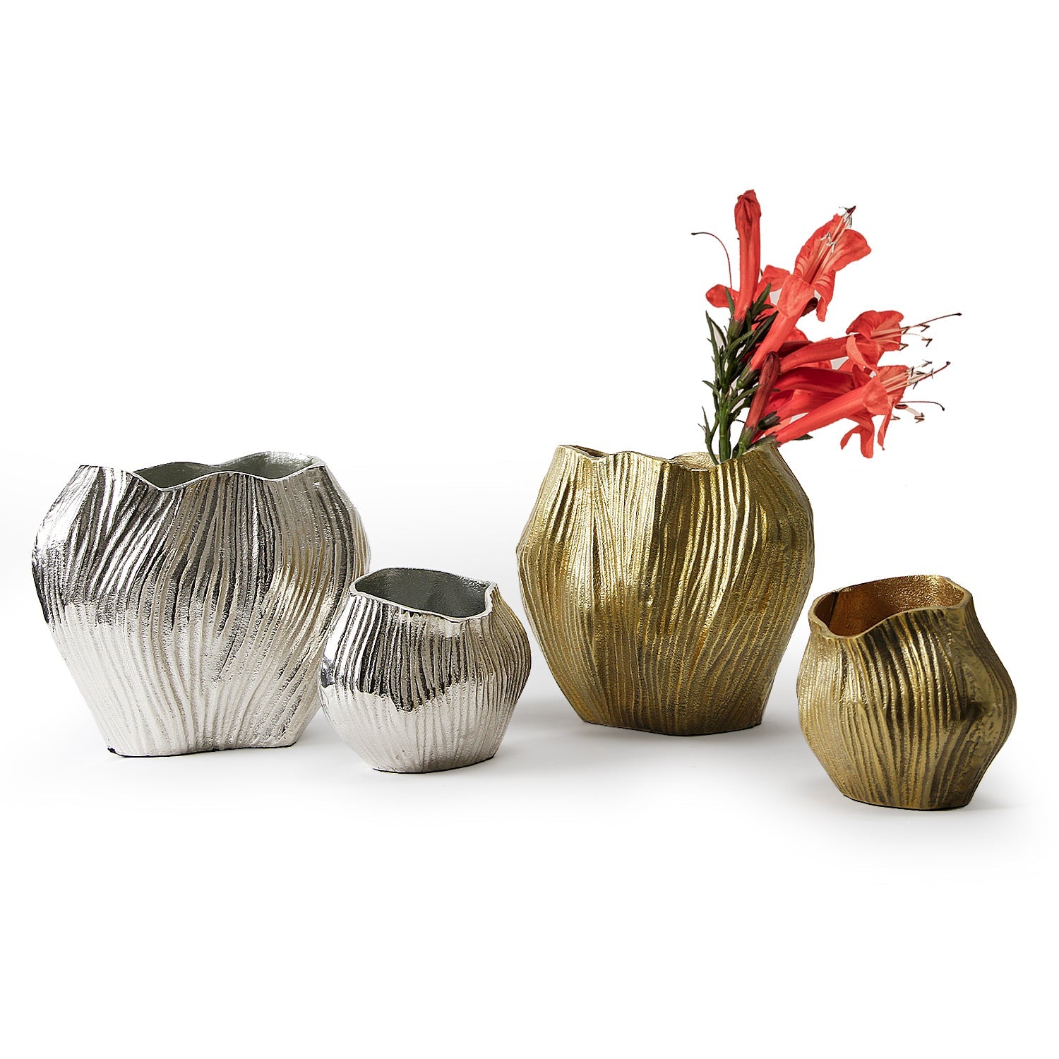 Vase à fleurs à bordure métallique