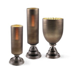 Vase ouragan en verre Borealis avec base en aluminium