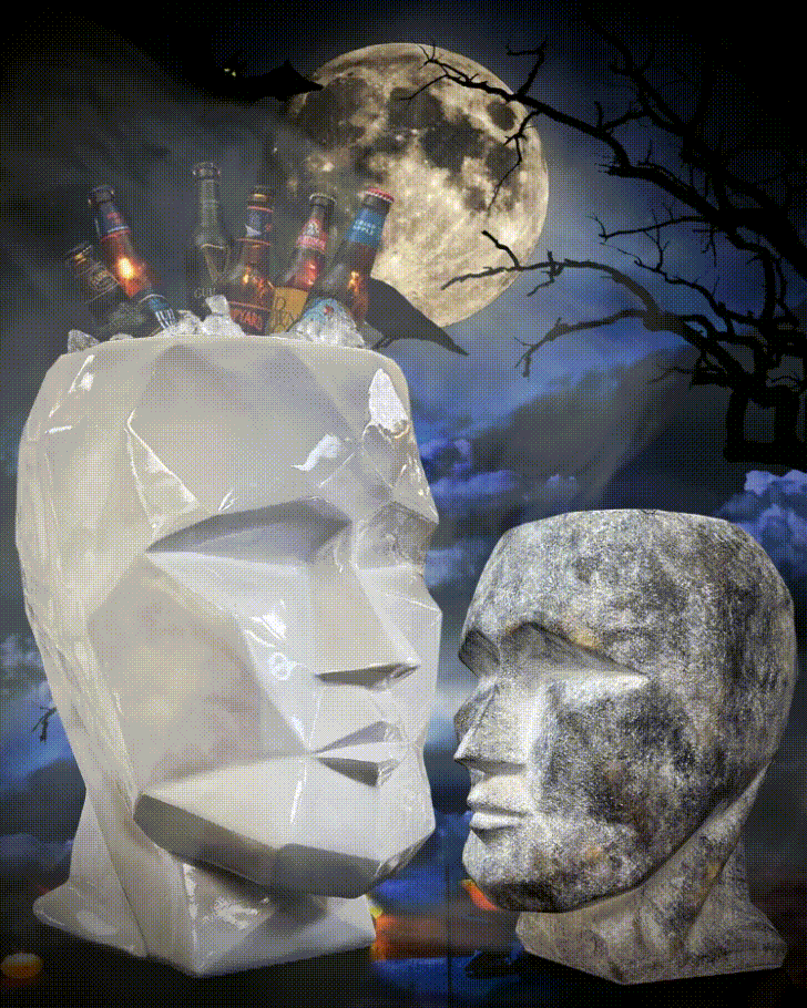 Sculpture de visage cubiste / Jardinière