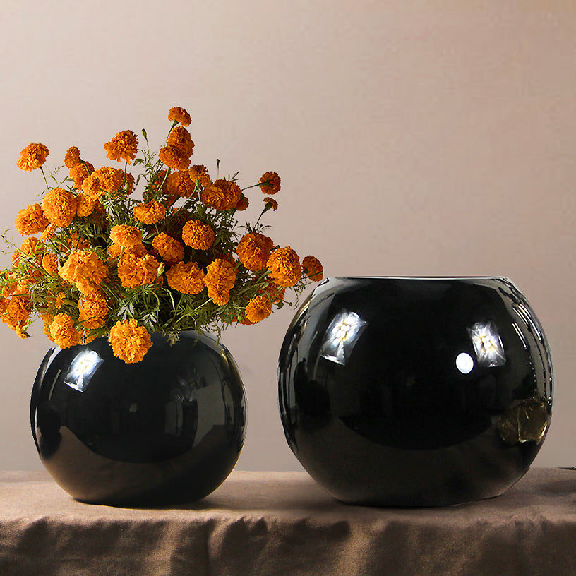 Vase bulle en verre noir