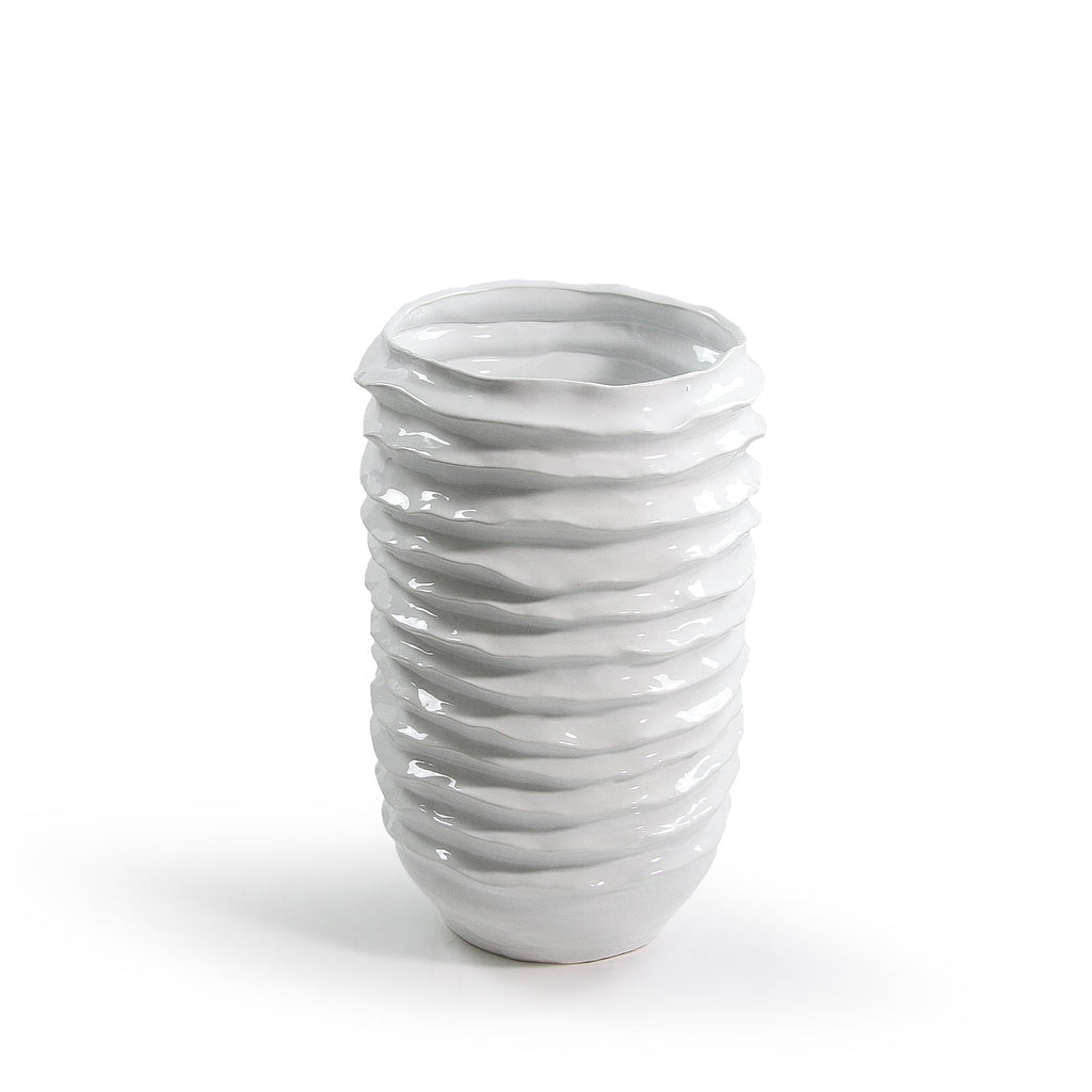 Pot de fleurs en céramique à disque ondulé