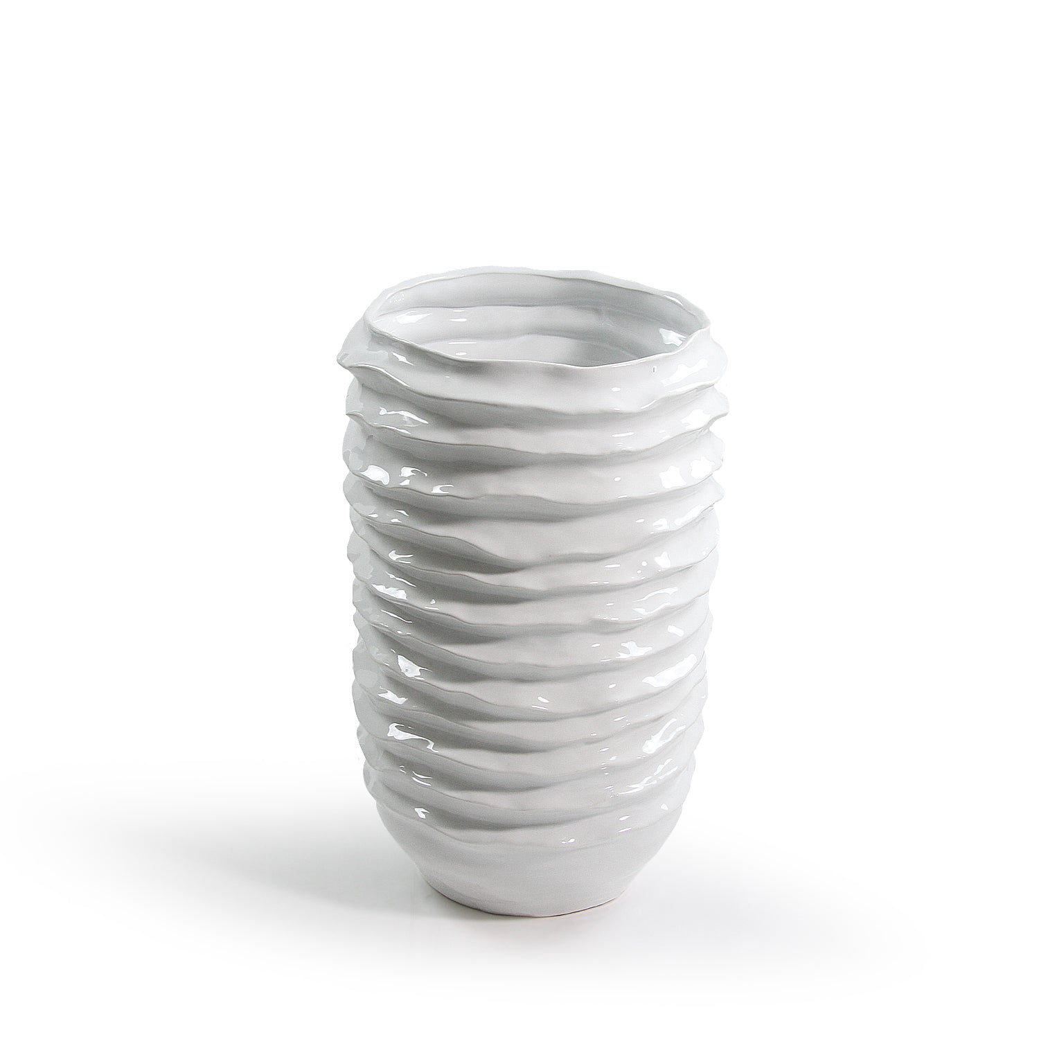 Pot de fleurs en céramique à disque ondulé