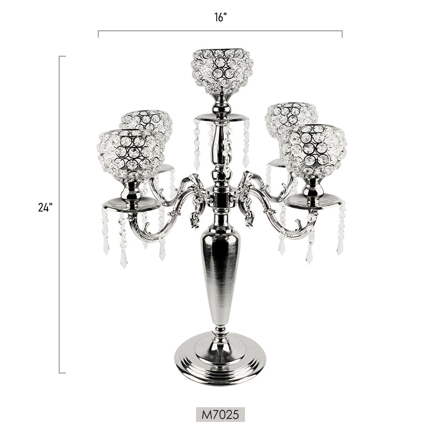 Candélabre suspendu en cristal à 5 ​​bras